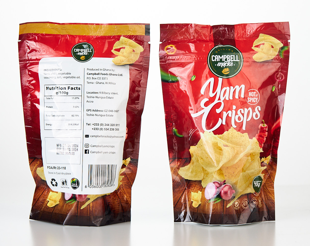Yam Crisps (Hot & Spicy) 90g